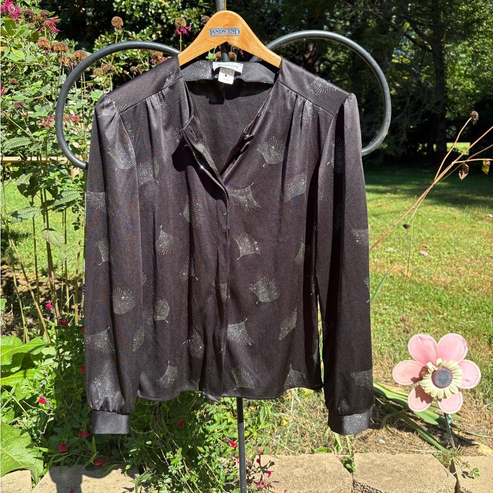 Vintage 80s Rhapsody Black Shimmer glam rock blouseTop